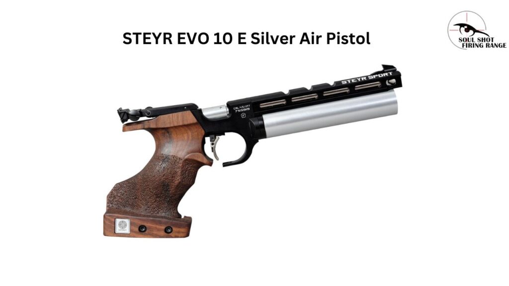 STEYR EVO 10 E Silver Air Pistol, pistol shooting, soul shot firing range, soul shot, delhi, shooting experience, pistol , rifle , air guns, pistols, delhi